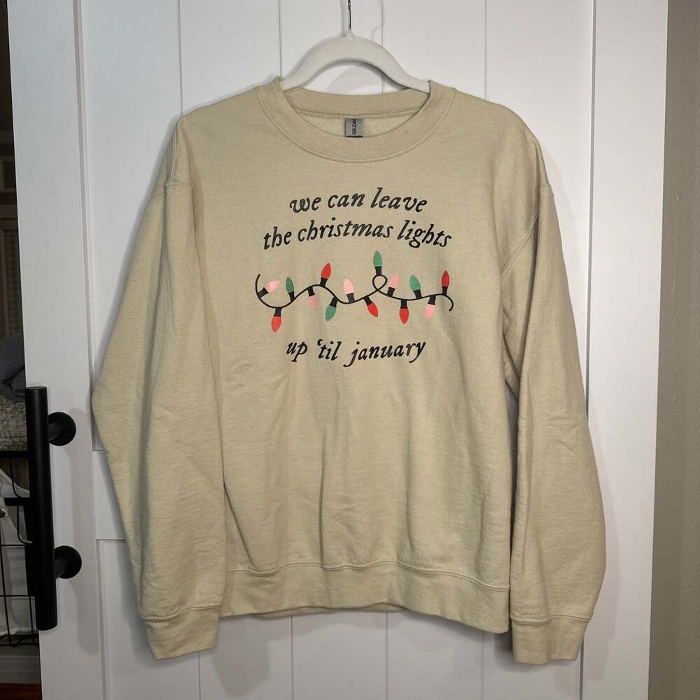 Retro Christmas Sweatshirt “Christmas lights up til January” Taylor Swift